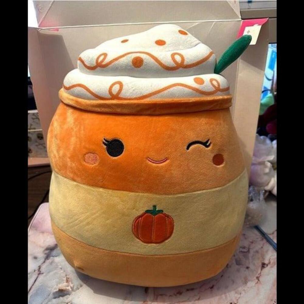 Squishmallows Original 14-Inch Delindy Orange Pumpkin Spice Latte - Large Plush
